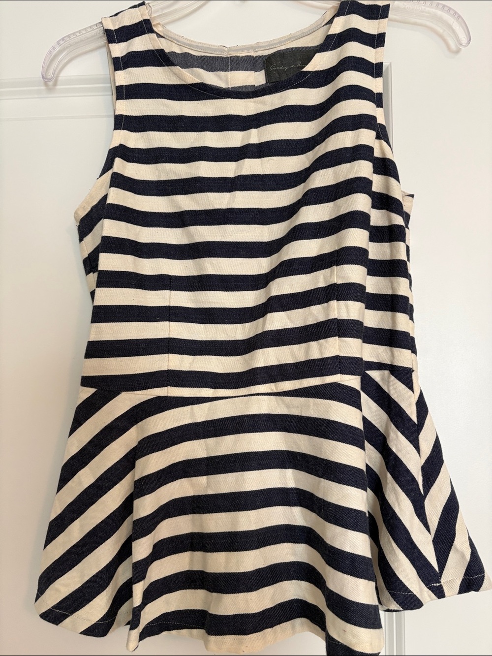 Sunday in Brooklyn Navy and Cream Striped Sleeveless Top